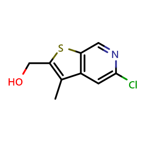 Chemical structure of (5-Chloro-3-methylthieno[2,3-c]pyridin-2-yl)methanol , CAS 1268834-51-0, AChemBlock V150436