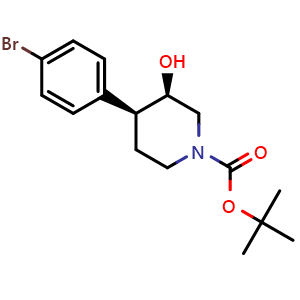 Chemical structure of cis-4-(4-Bromophenyl)-1-Boc-3-piperidinol , AChemBlock V150442