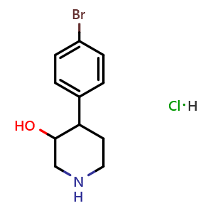 Chemical structure of 4-(4-Bromophenyl)-3-hydroxylpiperidine Hydrochloride , AChemBlock V150443