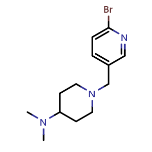 Chemical structure of 1-[(6-Bromo-3-pyridyl)methyl]-N,N-dimethyl-4-piperidinamine , CAS 1160924-47-9, AChemBlock V150450