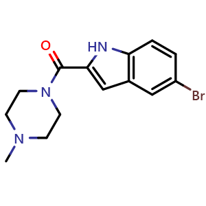 Chemical structure of (5-Bromo-2-indolyl)(4-methyl-1-piperazinyl)methanone , CAS 459168-43-5, AChemBlock V150465