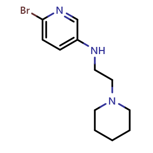 Chemical structure of 6-Bromo-N-3-amino-[2-(1-piperidyl)ethyl]pyridine , AChemBlock V150466