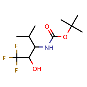 Chemical structure of 3-(Boc-amino)-1,1,1-trifluoro-4-methyl-2-pentanol , CAS 219834-64-7, AChemBlock V150487