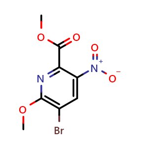 Chemical structure of Methyl 5-Bromo-6-methoxy-3-nitropicolinate , CAS 2577287-80-8, AChemBlock V150509