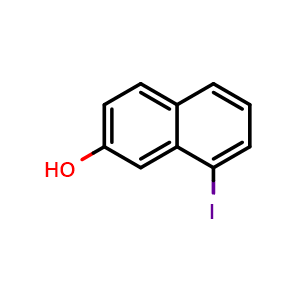 Chemical structure of 8-Iodonaphthalen-2-ol , CAS 29921-51-5, AChemBlock V150513