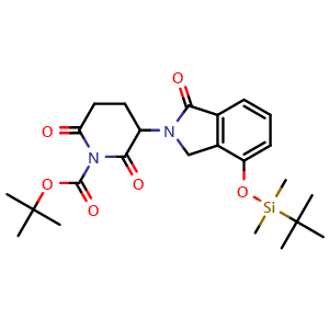 Chemical structure of 1-Boc-3-[4-[(tert-butyldimethylsilyl)oxy]-1-oxo-2-isoindolinyl]piperidine-2,6-dione , AChemBlock V150515