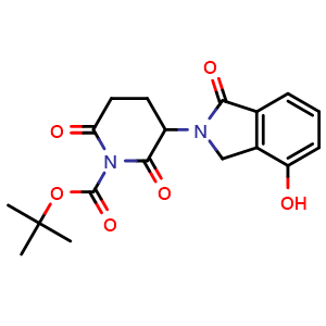 Chemical structure of 1-Boc-3-(4-hydroxy-1-oxo-2-isoindolinyl)piperidine-2,6-dione , CAS 2243823-45-0, AChemBlock V150516