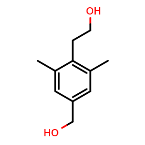 Chemical structure of 2-[4-(Hydroxymethyl)-2,6-dimethylphenyl]ethanol , CAS 910470-69-8, AChemBlock V150519