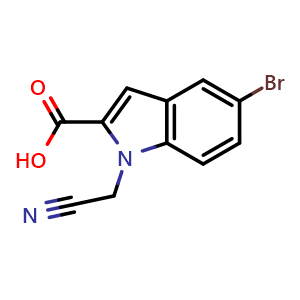 Chemical structure of 5-Bromo-1-(cyanomethyl)indole-2-carboxylic Acid , CAS 1032715-49-3, AChemBlock V150537
