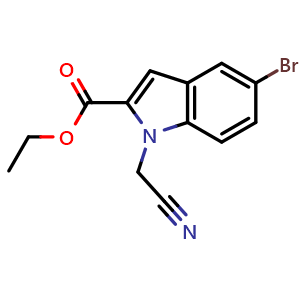 Chemical structure of Ethyl 5-Bromo-1-(cyanomethyl)indole-2-carboxylate , CAS 201809-30-5, AChemBlock V150538