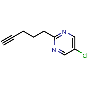 Chemical structure of 5-Chloro-2-(4-pentynyl)pyrimidine , CAS 126215-85-8, AChemBlock V150542