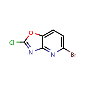 Chemical structure of 5-Bromo-2-chlorooxazolo[4,5-b]pyridine , CAS 1211533-63-9, AChemBlock V150577