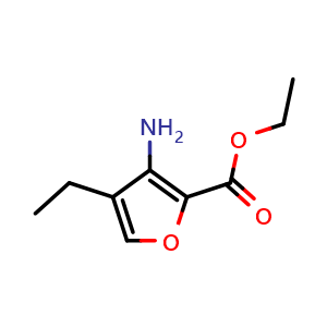 Chemical structure of Ethyl 3-Amino-4-ethylfuran-2-carboxylate , CAS 1188283-62-6, AChemBlock V150580