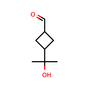 Chemical structure of 3-(2-Hydroxy-2-propyl)cyclobutanecarbaldehyde , CAS 1437089-16-1, AChemBlock V150583