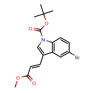 Chemical structure of Methyl (E)-3-(5-Bromo-1-Boc-3-indolyl)acrylate , CAS 2845132-43-4, AChemBlock V150586