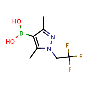 Chemical structure of 3,5-Dimethyl-1-(2,2,2-trifluoroethyl)pyrazole-4-boronic Acid , CAS 2246685-22-1, AChemBlock V150589