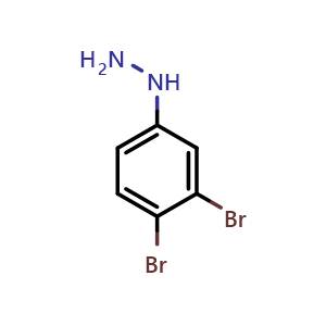 Chemical structure of 3,4-Dibromophenylhydrazine , CAS 118305-41-2, AChemBlock V150598