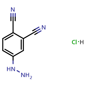 Chemical structure of 4-Hydrazinophthalonitrile Hydrochloride , CAS 1242145-24-9, AChemBlock V150599