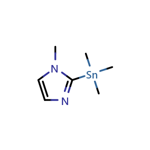 Chemical structure of 1-Methyl-2-(trimethylstannyl)imidazole , CAS 86108-56-7, AChemBlock V150609
