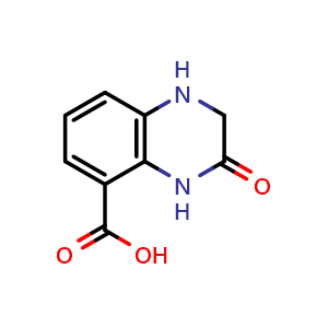 Chemical structure of 3-Oxo-1,2,3,4-tetrahydroquinoxaline-5-carboxylic Acid , CAS 1555897-94-3, AChemBlock V150613