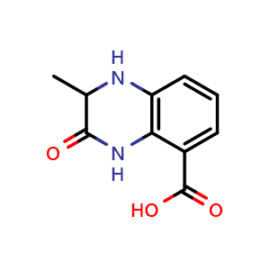 Chemical structure of 2-Methyl-3-oxo-1,2,3,4-tetrahydroquinoxaline-5-carboxylic Acid , CAS 1543738-67-5, AChemBlock V150615