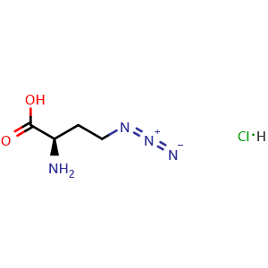 Chemical structure of (R)-2-Amino-4-azidobutanoic Acid Hydrochloride , CAS 1858224-26-6, AChemBlock V150625