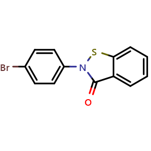 Chemical structure of 2-(4-Bromophenyl)benzoisothiazol-3(2H)-one , CAS 35159-85-4, AChemBlock V150636