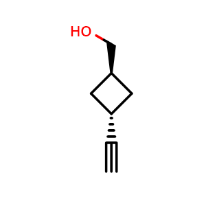 Chemical structure of (trans-3-Ethynylcyclobutyl)methanol , CAS 163634-21-7, AChemBlock V150650