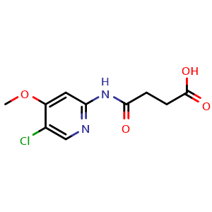 Chemical structure of 4-[(5-Chloro-4-methoxy-2-pyridyl)amino]-4-oxobutanoic Acid , CAS 1427782-19-1, AChemBlock V150659
