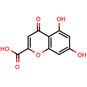 Chemical structure of 5,7-Dihydroxy-4-oxo-4H-chromene-2-carboxylic Acid , CAS 35811-69-9, AChemBlock V150668