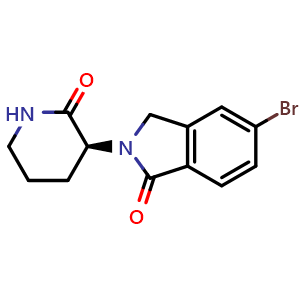 Chemical structure of (S)-5-Bromo-2-(2-oxo-3-piperidyl)isoindolin-1-one , AChemBlock V150670
