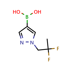 Chemical structure of 1-(2,2-Difluoropropyl)pyrazole-4-boronic Acid , CAS 2246592-27-6, AChemBlock V150673