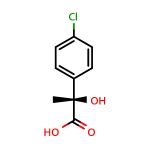 Chemical structure of (S)-2-(4-Chlorophenyl)-2-hydroxypropanoic Acid , CAS 1227210-79-8, AChemBlock V150674