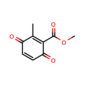 Chemical structure of Methyl 2-Methyl-3,6-dioxocyclohexa-1,4-dienecarboxylate , CAS 126494-78-8, AChemBlock V150704