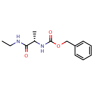 Chemical structure of (S)-2-(Cbz-amino)-N-ethylpropanamide , CAS 42588-93-2, AChemBlock V150705