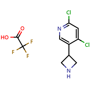 Chemical structure of 5-(3-Azetidinyl)-2,4-dichloropyridine Trifluoroacetate , CAS 2845128-57-4, AChemBlock V150706