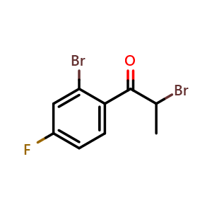 Chemical structure of 2-Bromo-1-(2-bromo-4-fluorophenyl)-1-propanone , CAS 1261737-89-6, AChemBlock V150712