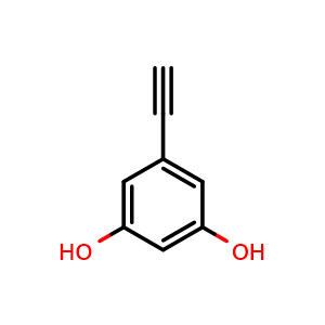 Chemical structure of 5-Ethynylbenzene-1,3-diol , CAS 145078-84-8, AChemBlock V150718