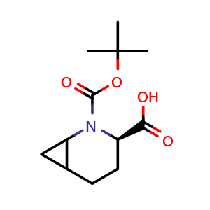Chemical structure of (3R)-2-Boc-2-azabicyclo[4.1.0]heptane-3-carboxylic Acid , CAS 2699922-08-0, AChemBlock V150727