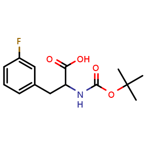 Chemical structure of N-Boc-3-fluoro-DL-phenylalanine , CAS 87184-23-4, AChemBlock V150745