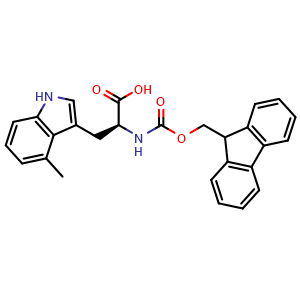 Chemical structure of N-Fmoc-4-methyl-L-tryptophan , CAS 2411871-30-0, AChemBlock V150747