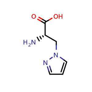 Chemical structure of 3-(Pyrazol-1-yl)-L-alanine , CAS 2734-48-7, AChemBlock V150750