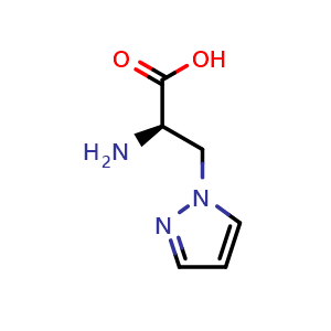 Chemical structure of 3-(Pyrazol-1-yl)-D-alanine , CAS 149655-71-0, AChemBlock V150751