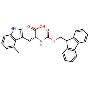 Chemical structure of N-Fmoc-4-methyl-D-tryptophan , CAS 2415937-11-8, AChemBlock V150768