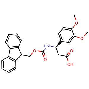 Chemical structure of (R)-3-(Fmoc-amino)-3-(3,4-dimethoxyphenyl)propanoic acid , CAS 511272-40-5, AChemBlock V150772