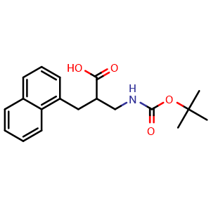 Chemical structure of a-[(Boc-amino)methyl]-1-naphthalenepropanoic acid , CAS 1076197-03-9, AChemBlock V150774