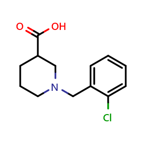 Chemical structure of 1-(2-Chlorobenzyl)-piperidine-3-carboxylic acid , CAS 853649-08-8, AChemBlock V150781