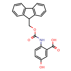 Chemical structure of 2-(Fmoc-amino)-5-hydroxybenzoic acid , CAS 1343379-24-7, AChemBlock V150784