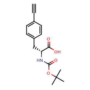 Chemical structure of N-Boc-4-ethynyl-D-phenylalanine , CAS 2350135-68-9, AChemBlock V150792