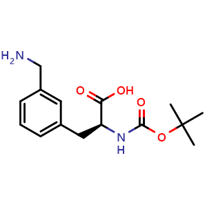 Chemical structure of 3-(Aminomethyl)-N-Boc-L-phenylalanine , CAS 1021707-56-1, AChemBlock V150797